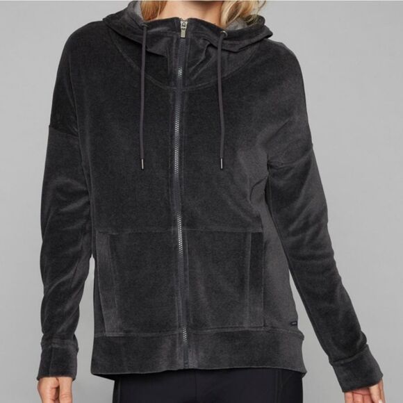 Athleta Gray Velour Full Zipper Hoodie Jacket Size S - Picture 1 of 5